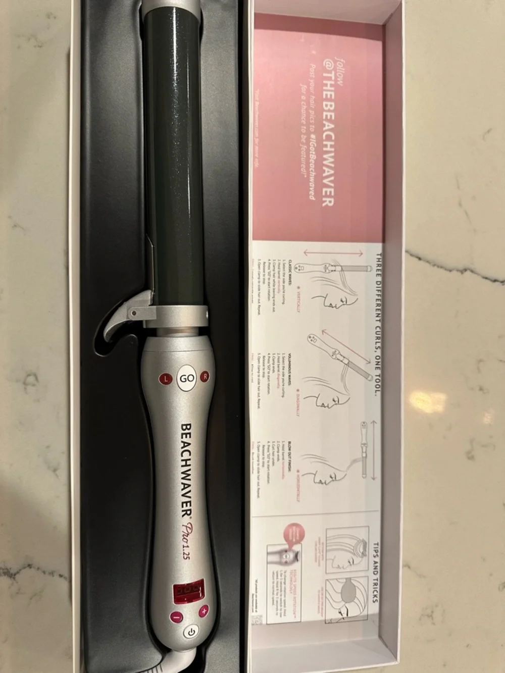 The Beachwaver Co. Pro 1.25 White Rotating Curling Iron - Picture 3 of 4